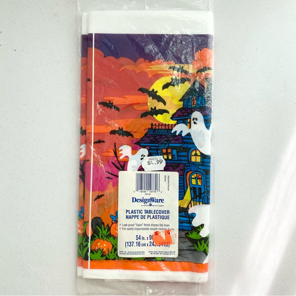 Vintage DesignWare Halloween Haunted House Theme Plastic Tablecover